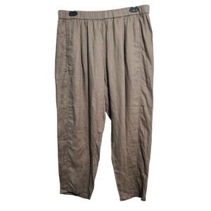 Eileen Fisher Brown Organic Linen Lantern Pants Size L NWT